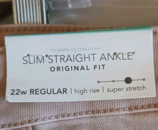 maurices Women’s Slim Straight High Rise Stretch Jeans Pink Beige Plus Size 22W
