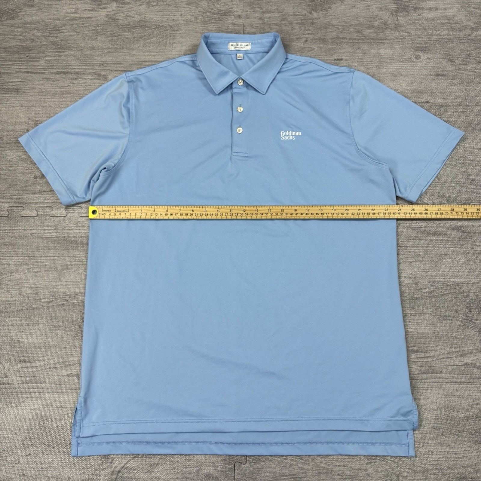 EUC Peter Millar Summer Comfort Polo Shirt Men L Solid Performance Goldman Sachs