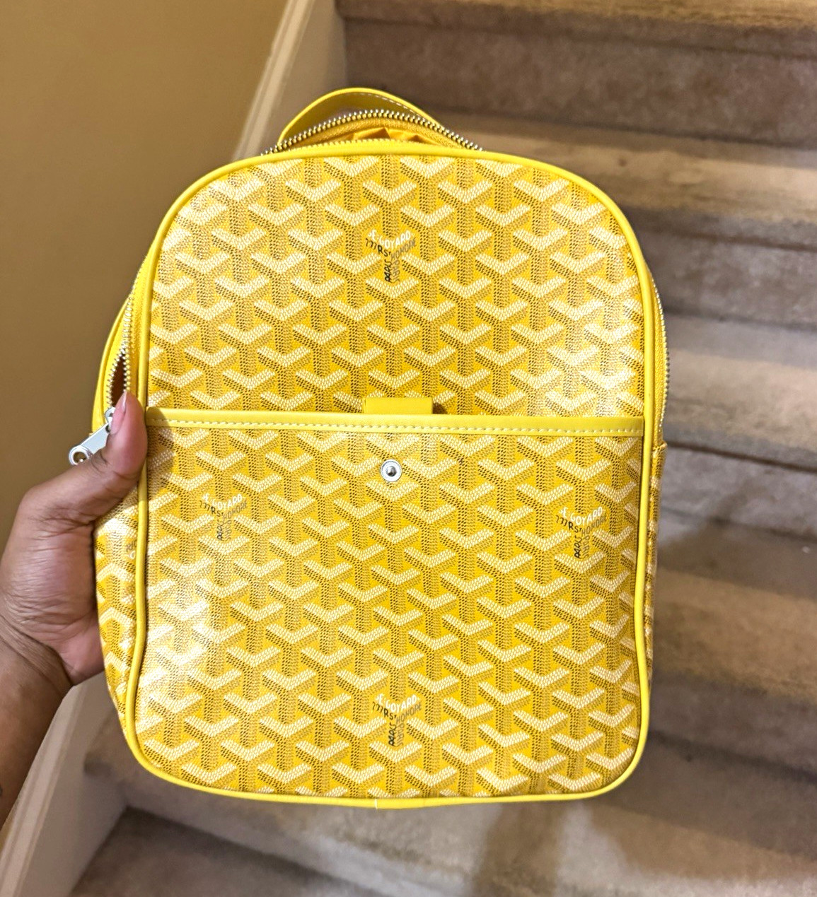Goyard Yellow Goyardine Small Mini Backpack Zip Closure w/ Detachable Strap