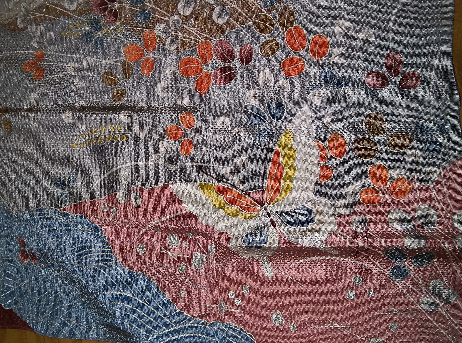 Stunning Scarf w/Flowers- Butterfly Motif (Japan)