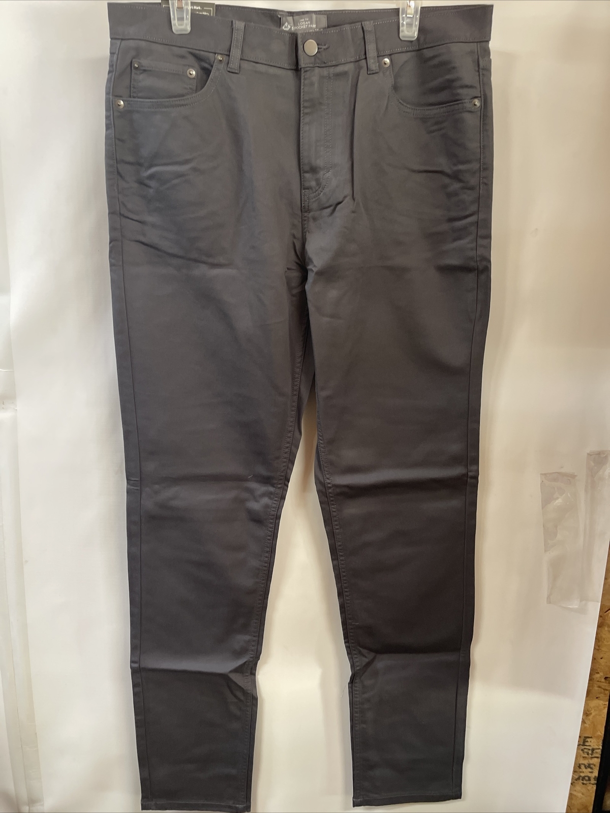 Member’s Mark Men’s Slim Fit Logan Stretch 5 Pocket Pant Grey 34×34 New