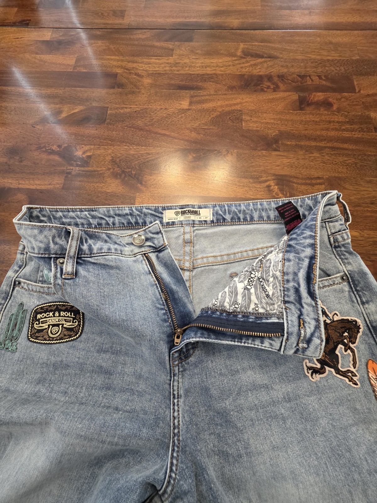 Rock and Roll Denim Womens 36×27 High Rise Straight Cropped Jeans
