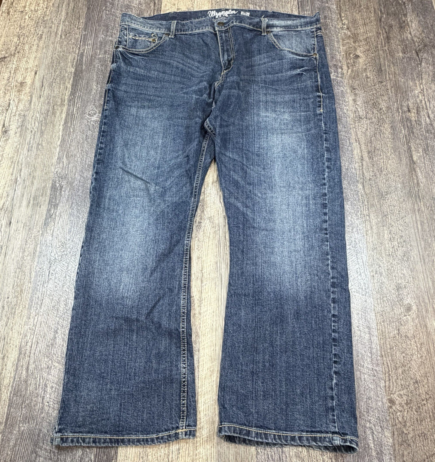 Wrangler Retro Slim Boot Jeans Mens 42×32 Blue Medium Wash Stretch Cowboy Denim