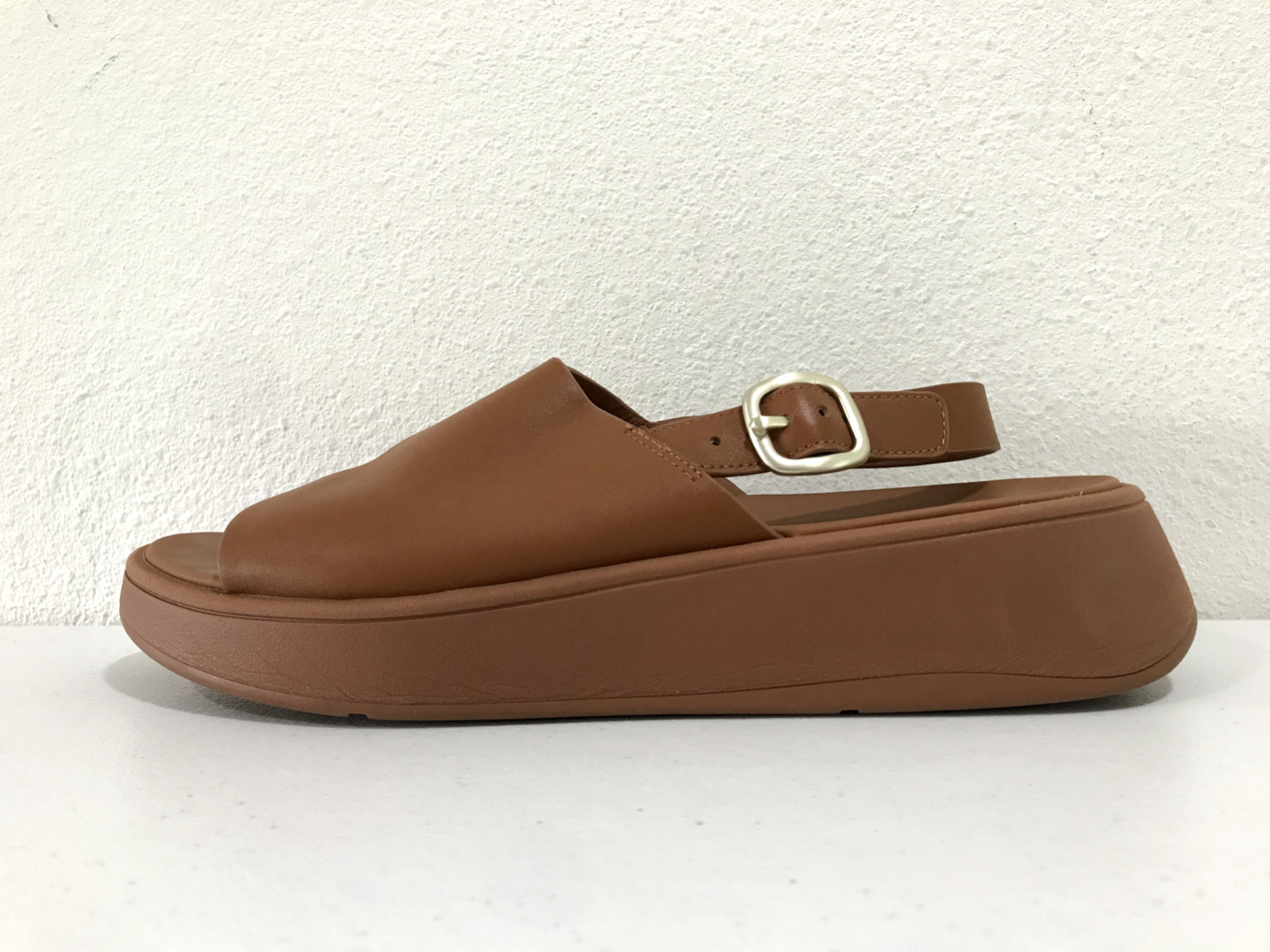 Fitflop F-Mode Tan Leather Platform Back Strap Sandals Women’s Size 10