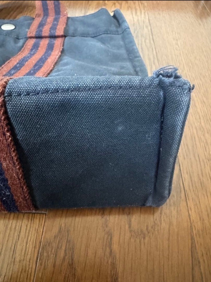 Hermes Vintage Fourre Tout PM TOTE Bag.canvas dark blue from JAPAN.