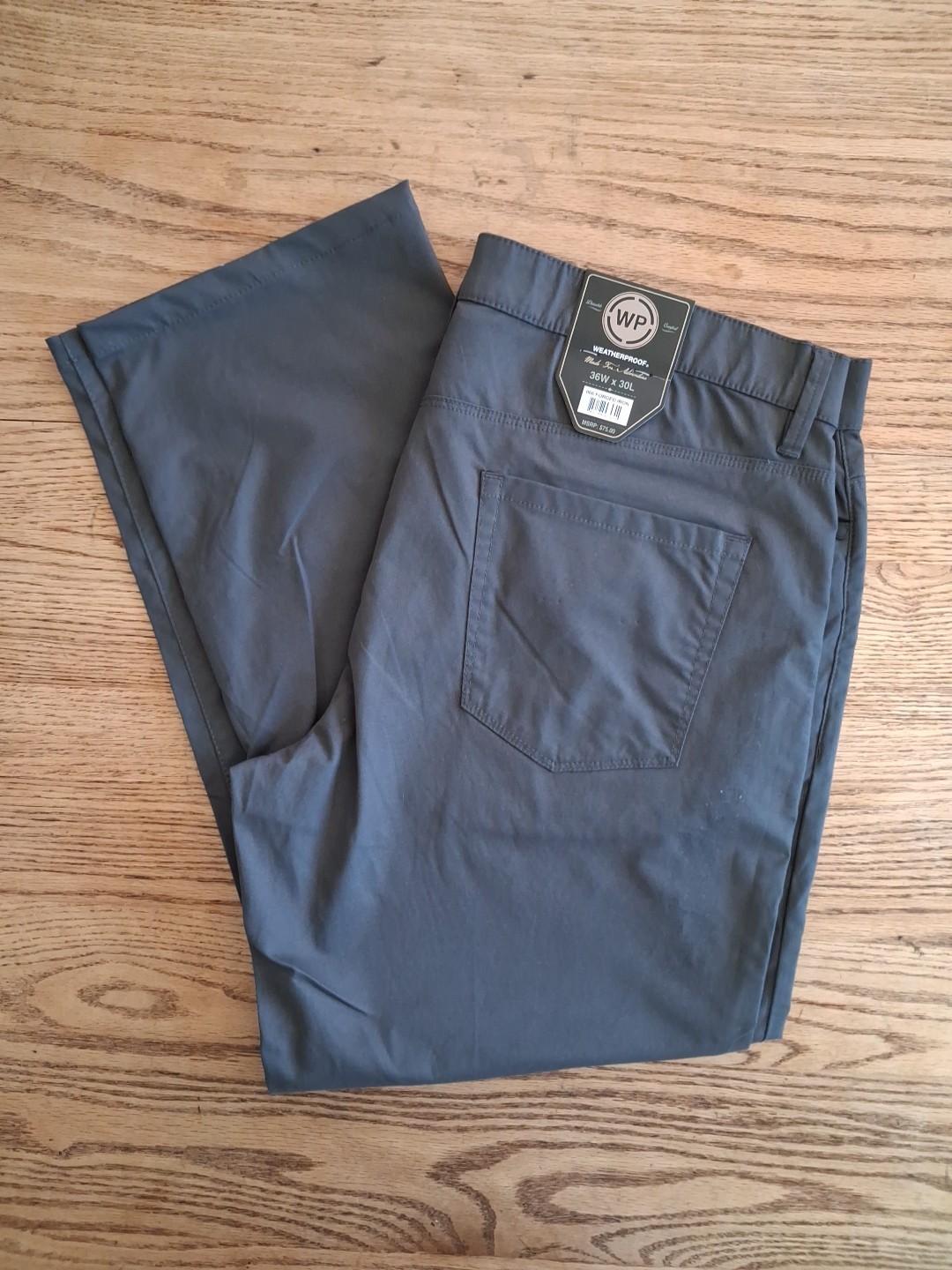 NWT Weatherproof Casual Pants Mens Sz 36 x 27 Straight Leg Forged Iron Gray