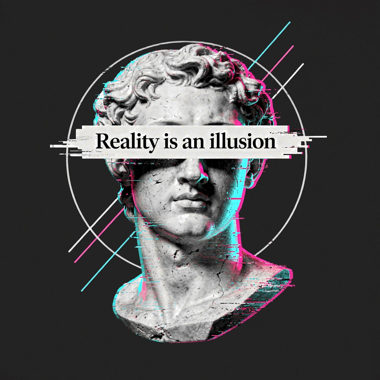 Reality is an illusion David Statue Glitch Art Vaporwave Unisex Baby Bodysuit