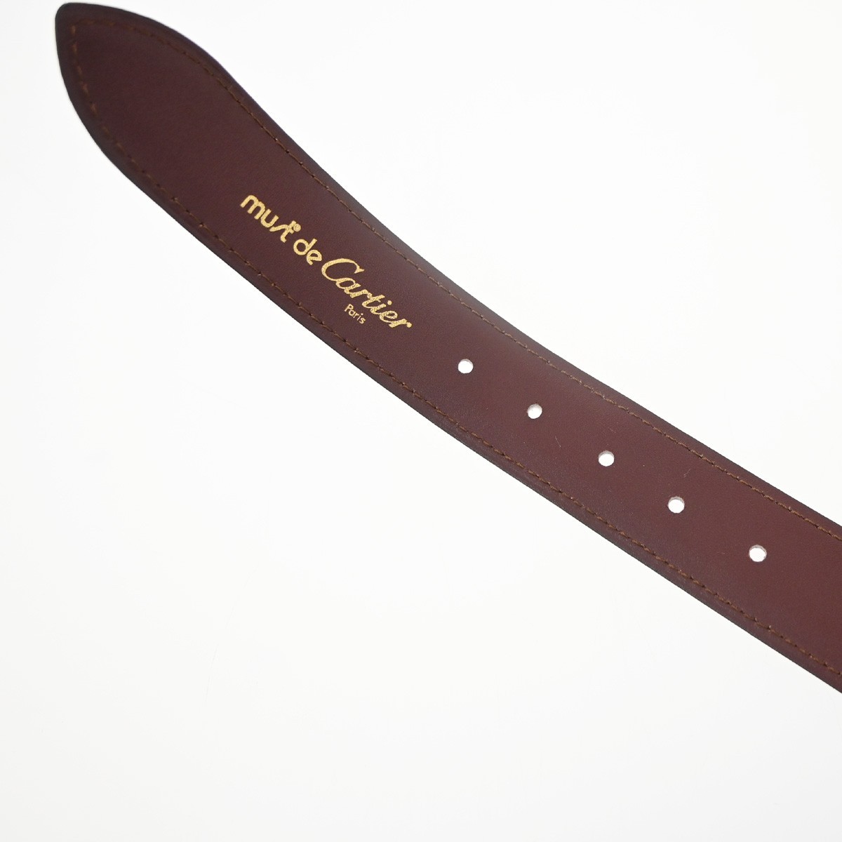 Cartier C Logo Belt 110/43 Leather Red Gold Vintage 05RL880
