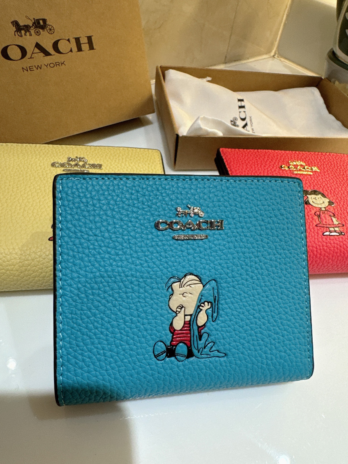 NWT Coach X Peanuts Snap Wallet With Lucy/Charlie Brown/Linus CBN89/CBN90/CBN91