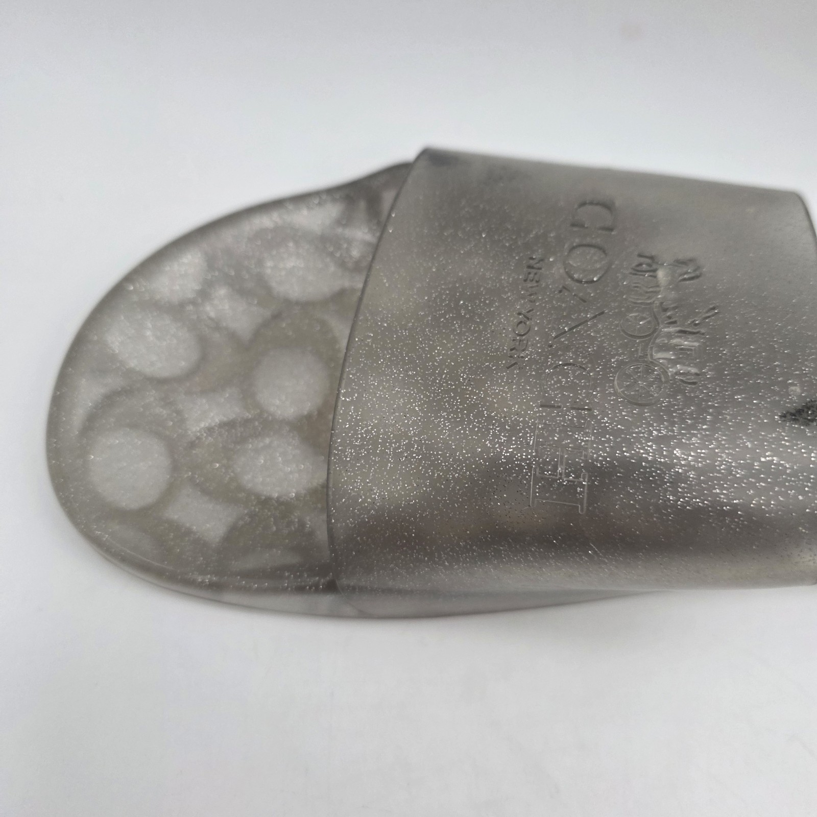 Coach Ulyssa Jelly Clear Slides glitter accent in about a size 10 – 10.5