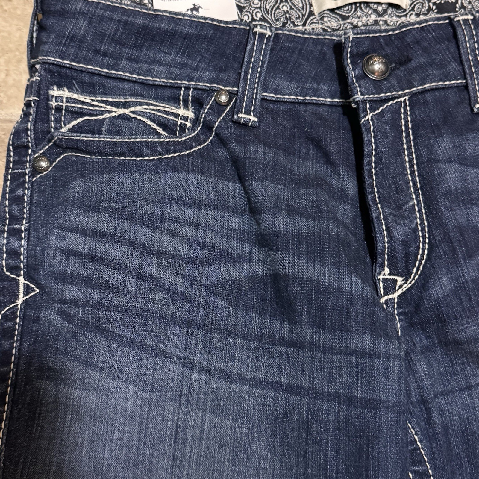 NWT Ariat REAL Womens Mid Rise Straight ICON OCEAN Blue Jeans 10017216 32 L