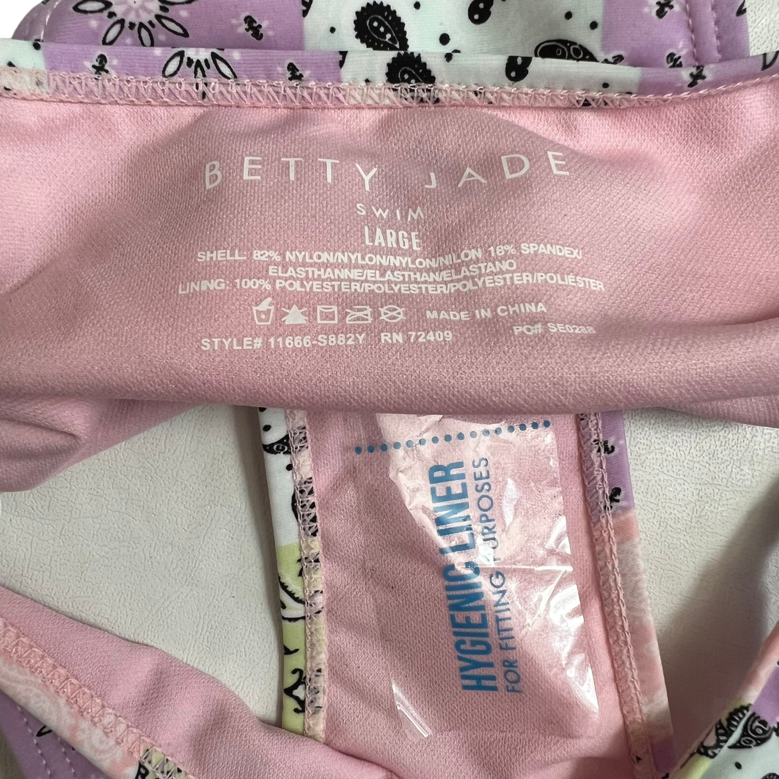 String bikini bottom Large pastel patchwork bandana pink purple swimsuit swim L