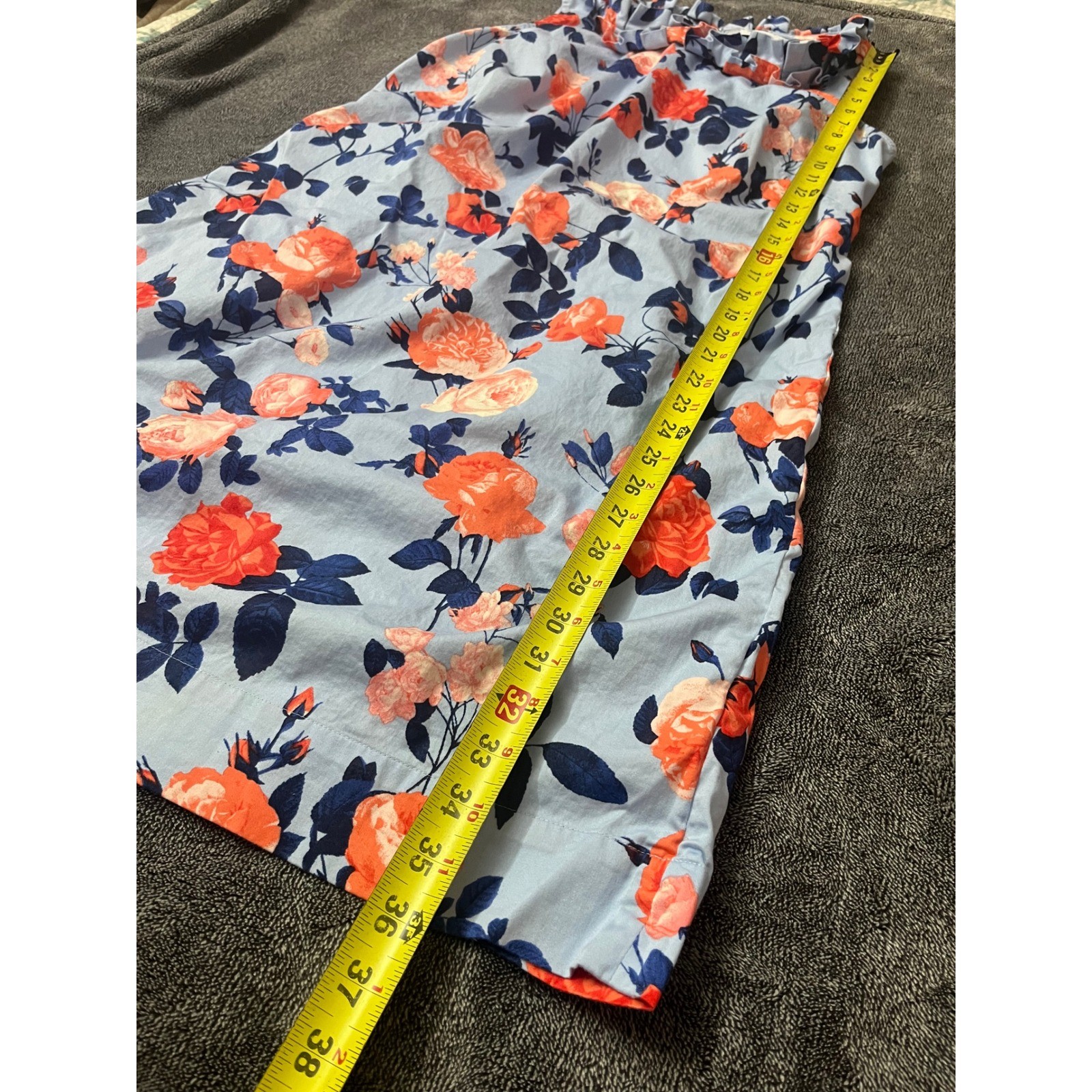 Feminine Talbots Blue Floral Rose Ruffle Neck Sleeveless Shift Dress Preppy