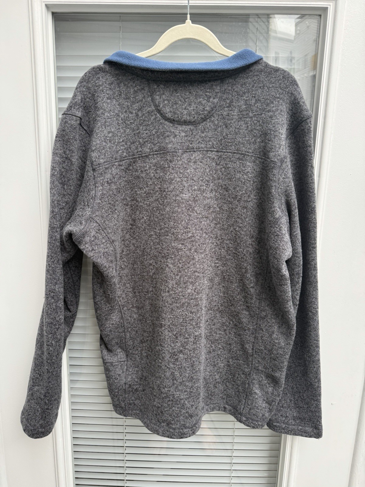 Woolrich Mens XL Quarter Zip Fleece Pullover Gray Sweater Knit Chest Pocket