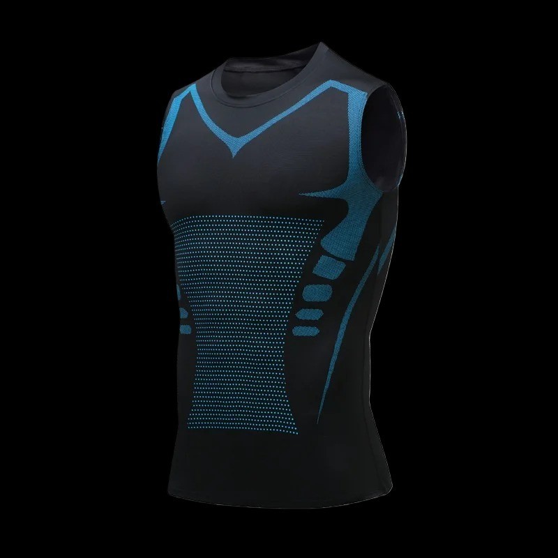 Men Compression Shirt Version Ionic Shaping Sleeveless Vest Sport Tank Top S-2XL