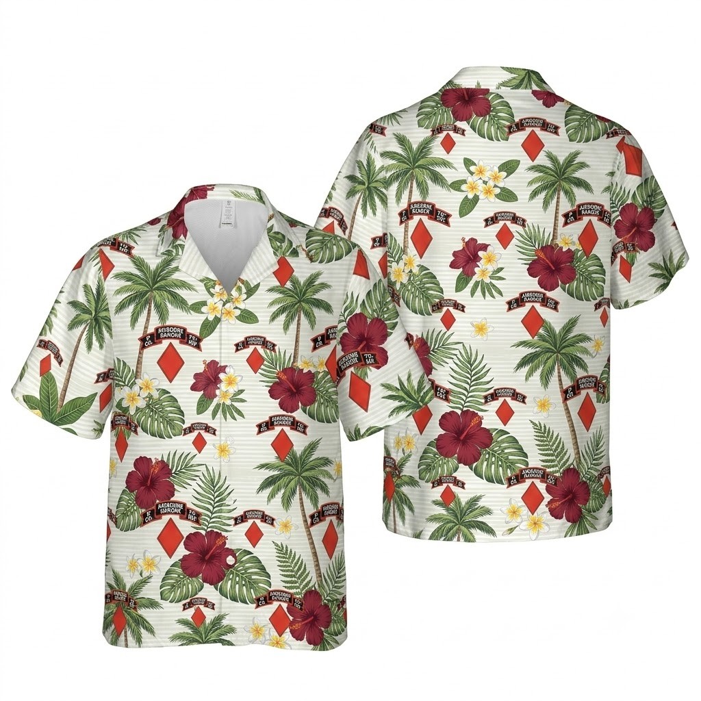 Army Hawaiian Shirt, US Army 75th Infantry Ranger Airborne 1st Brigade Hawaiian