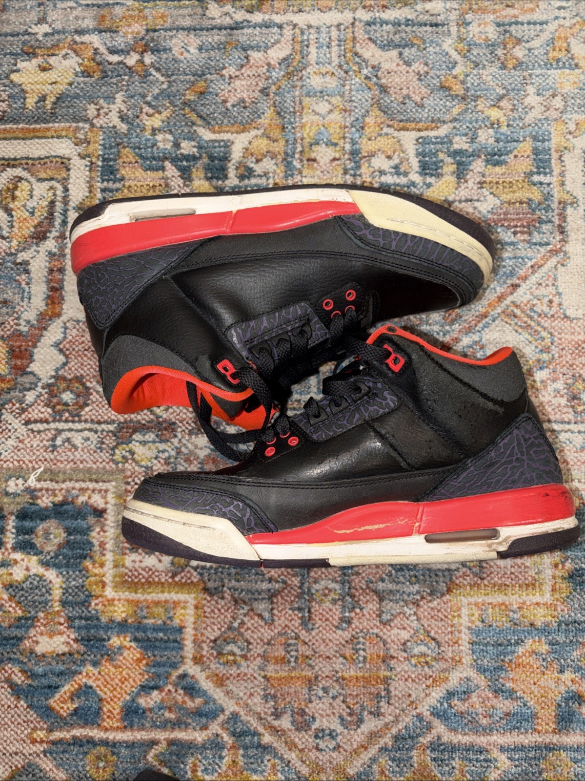 Nike Air Jordan 3 Retro Black/Crimson US GS Size 6.5 Used