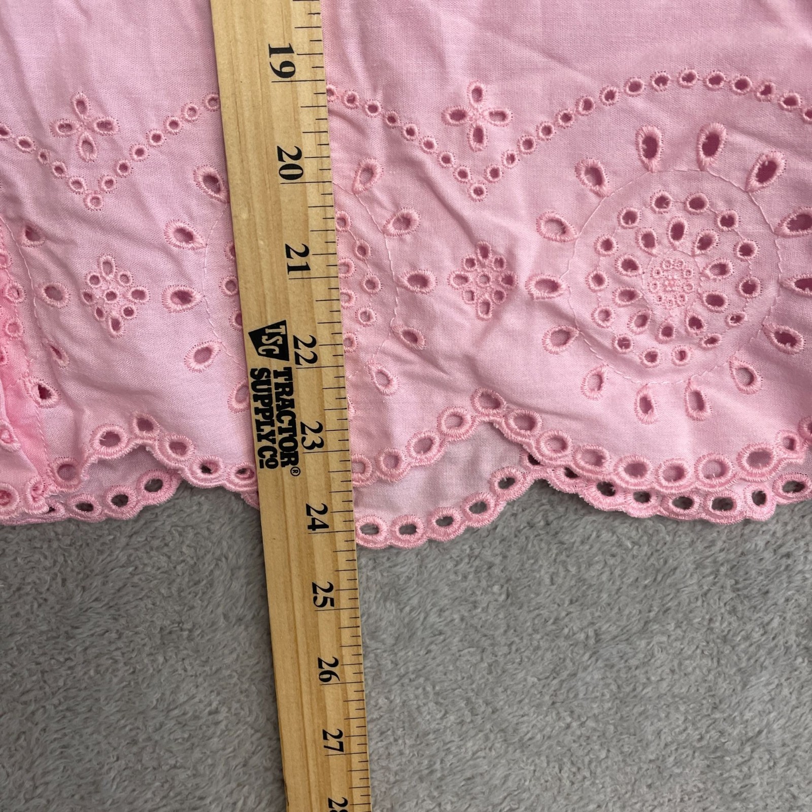 Beachlunchlounge Women’s M Pink Scalloped Hem Eyelet Blouse Short Sleeve M1051