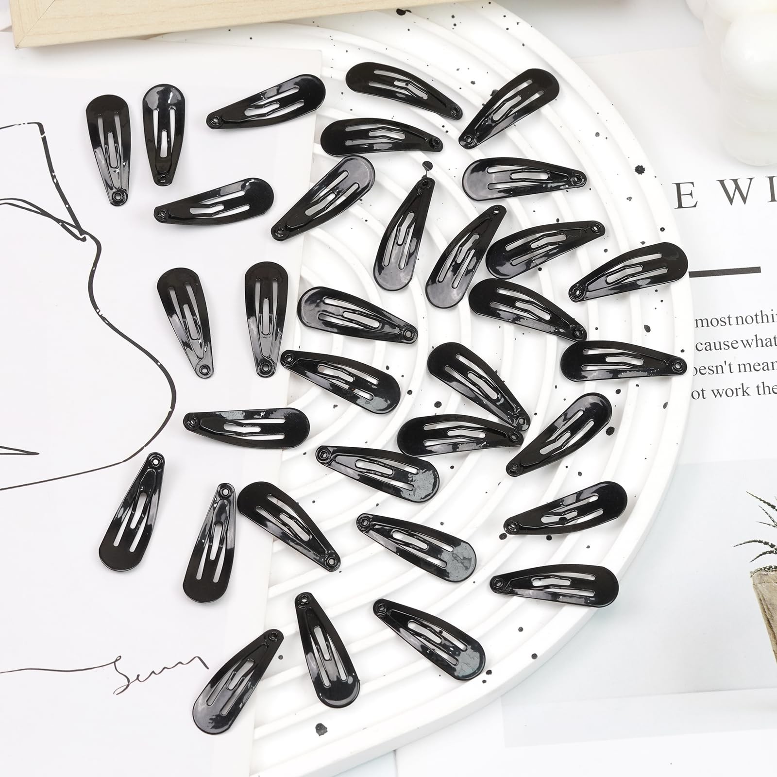 BBGifts 1Inch Black Snap Hair Clips, 60Pcs Small Clips for 1 Inch,
