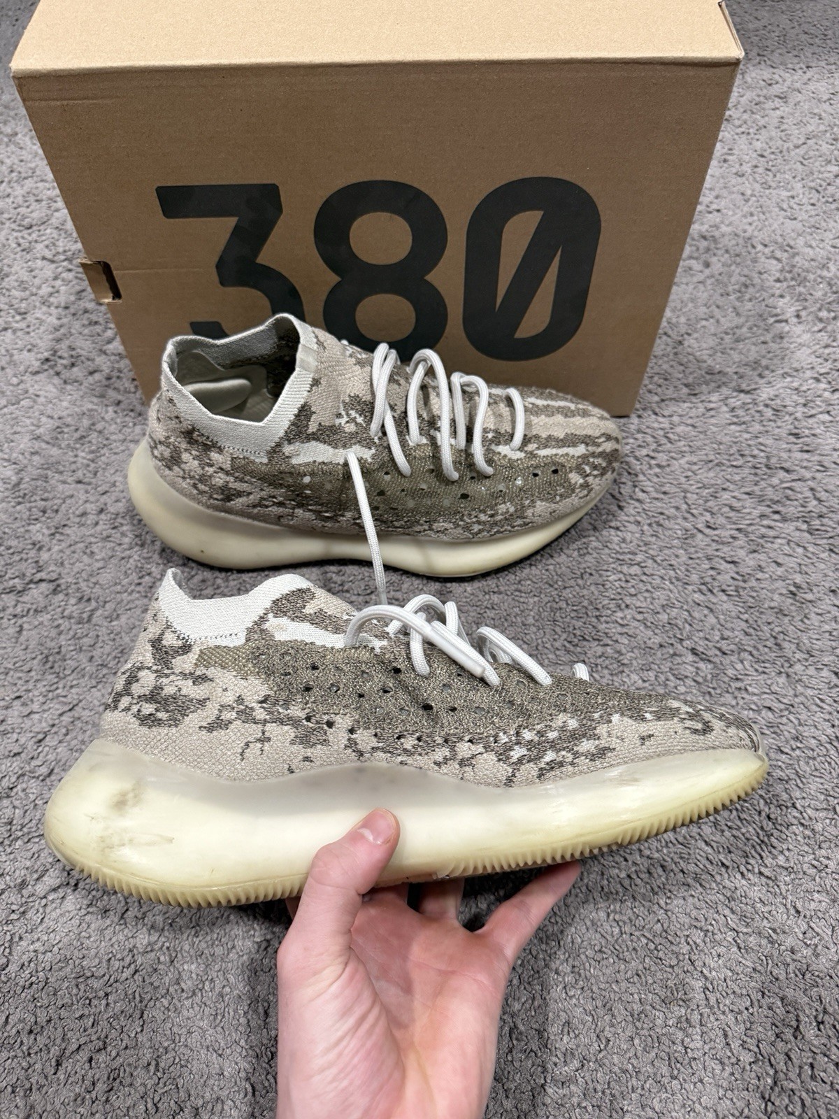 adidas Yeezy Boost 380 Pyrite Gray Primeknit Low Top Sneakers GZ0473 Men