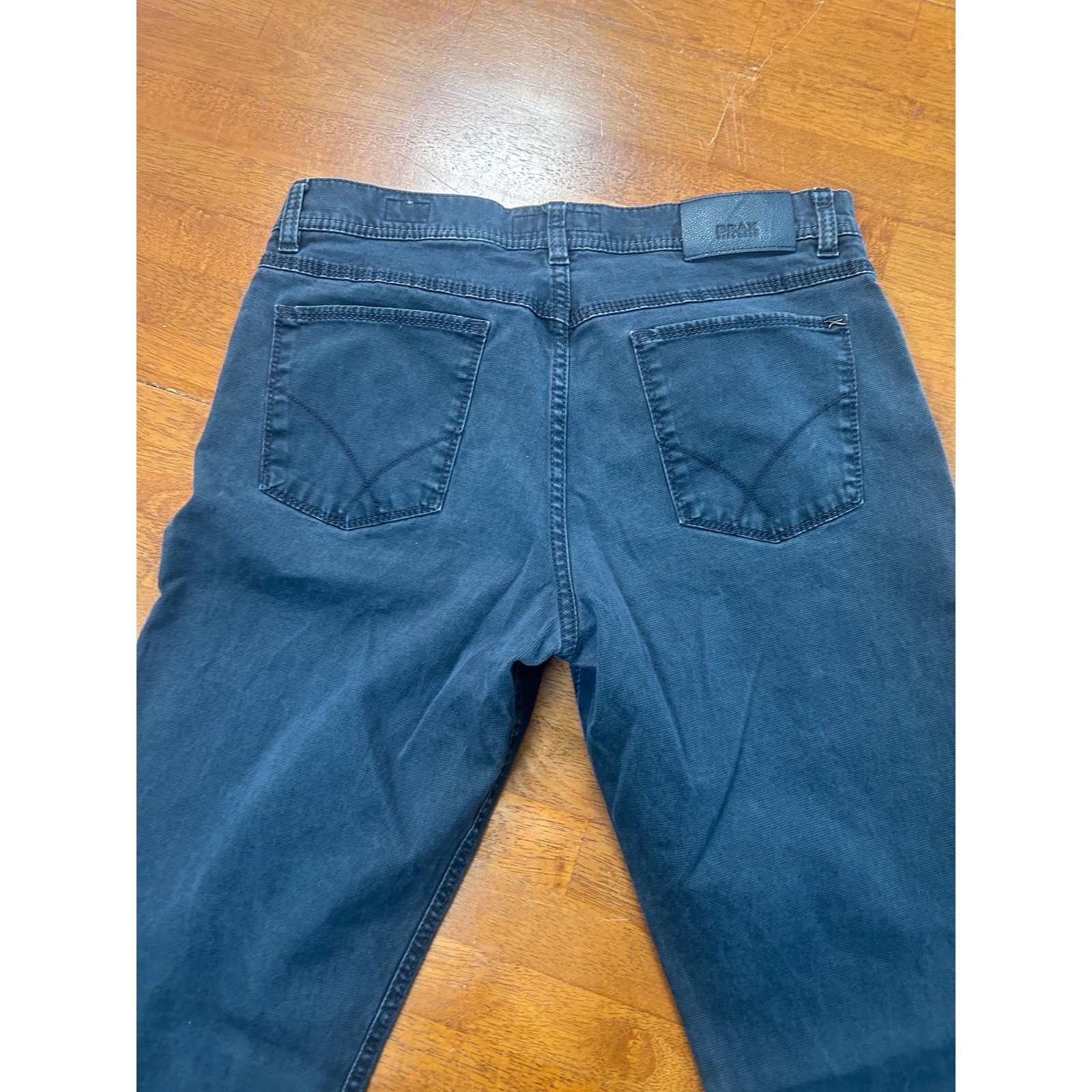 Brax Cooper Fancy Regular Fit Pants Mens 33×34 Blue Textured Straight Leg