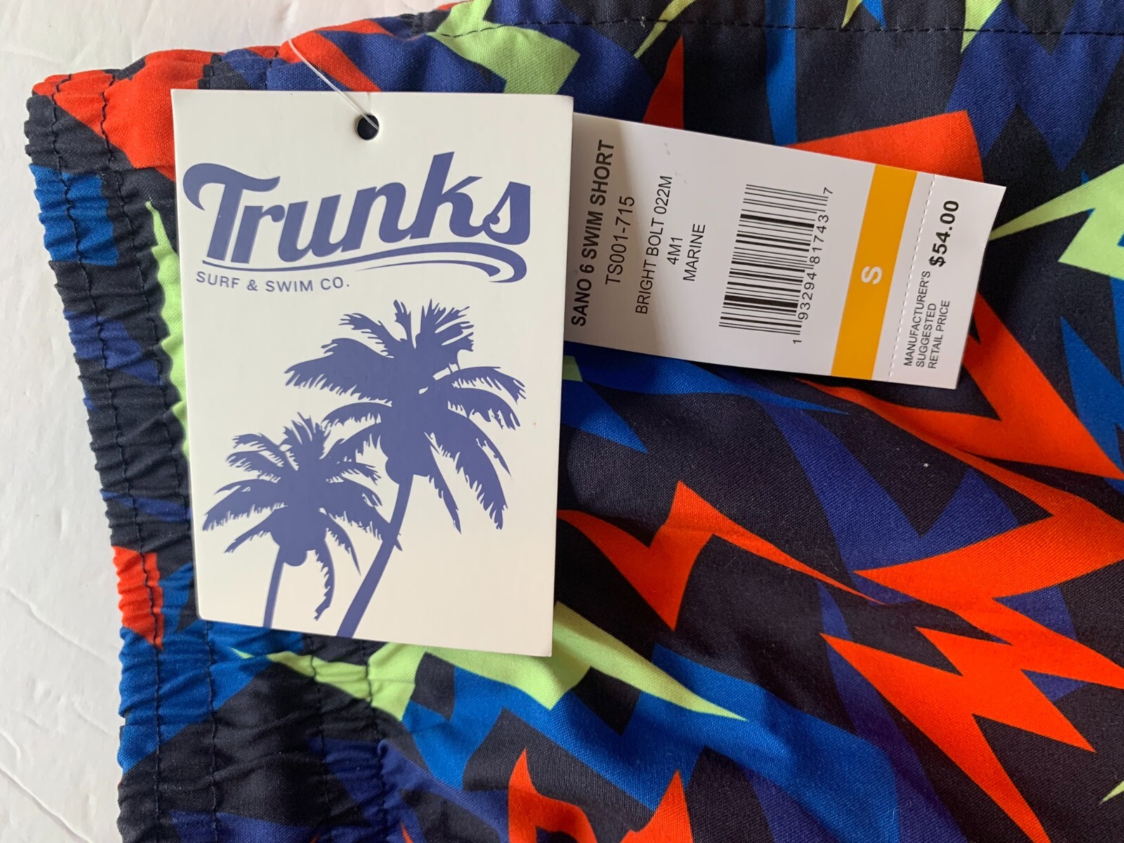 Sand n Sun Swim Trunks Bright Bolt Men’s Size Small NWT