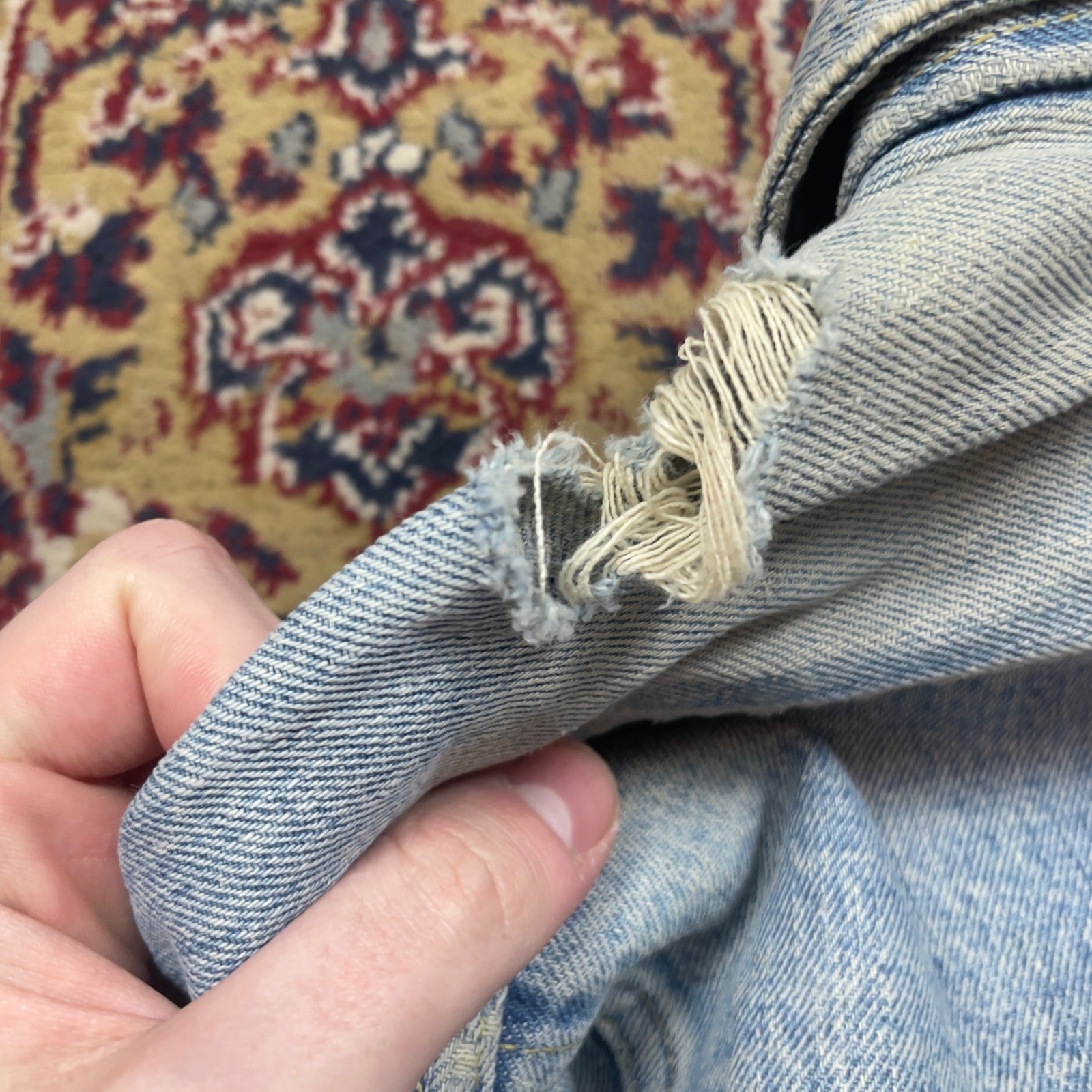 VTG 70s Lee Riders 101-J Cowboy Denim Jacket USA Faded Distressed Union M 19×20