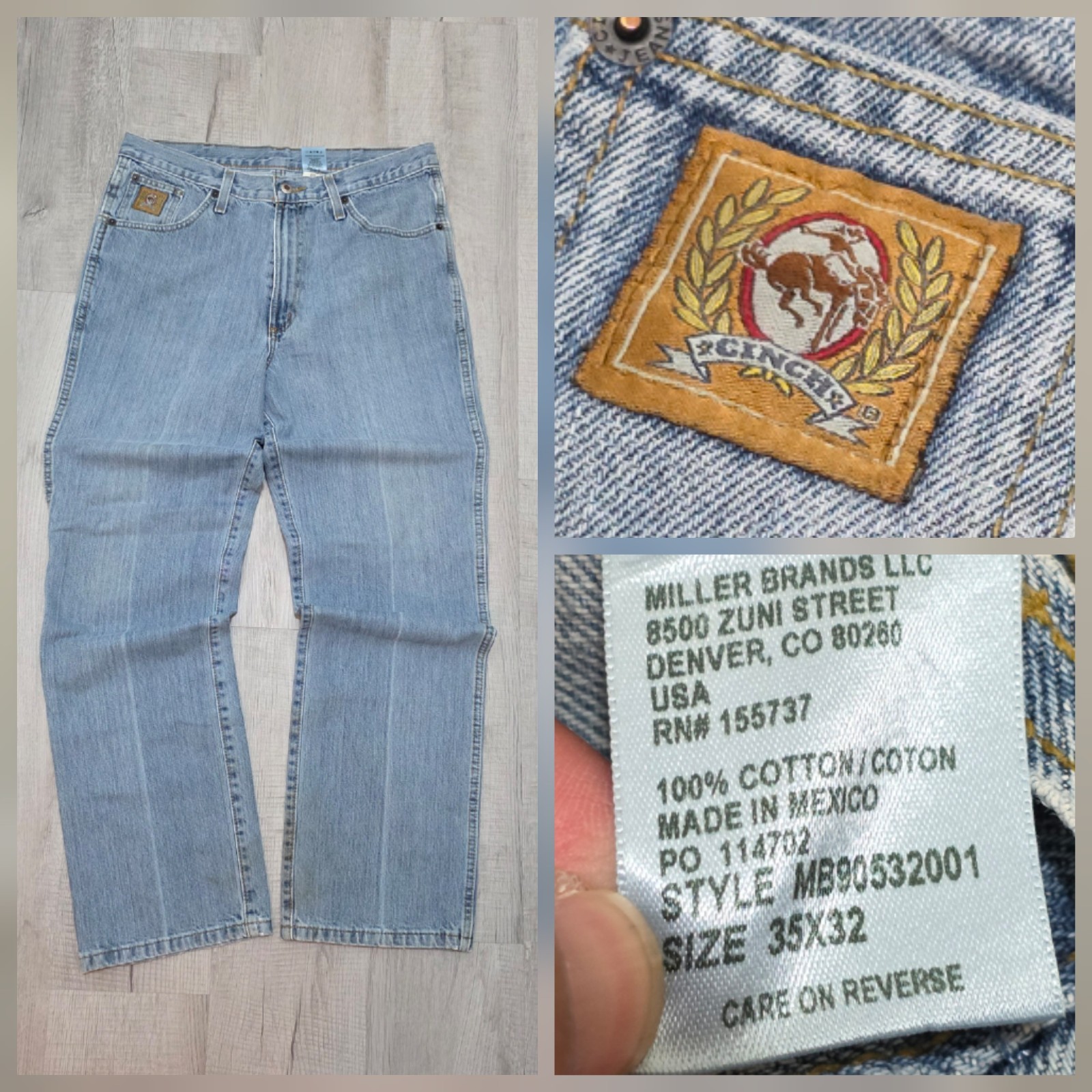 Cinch Bronze Label Jeans 35×32 Slim Fit Tapered Leg Western Cowboy Denim