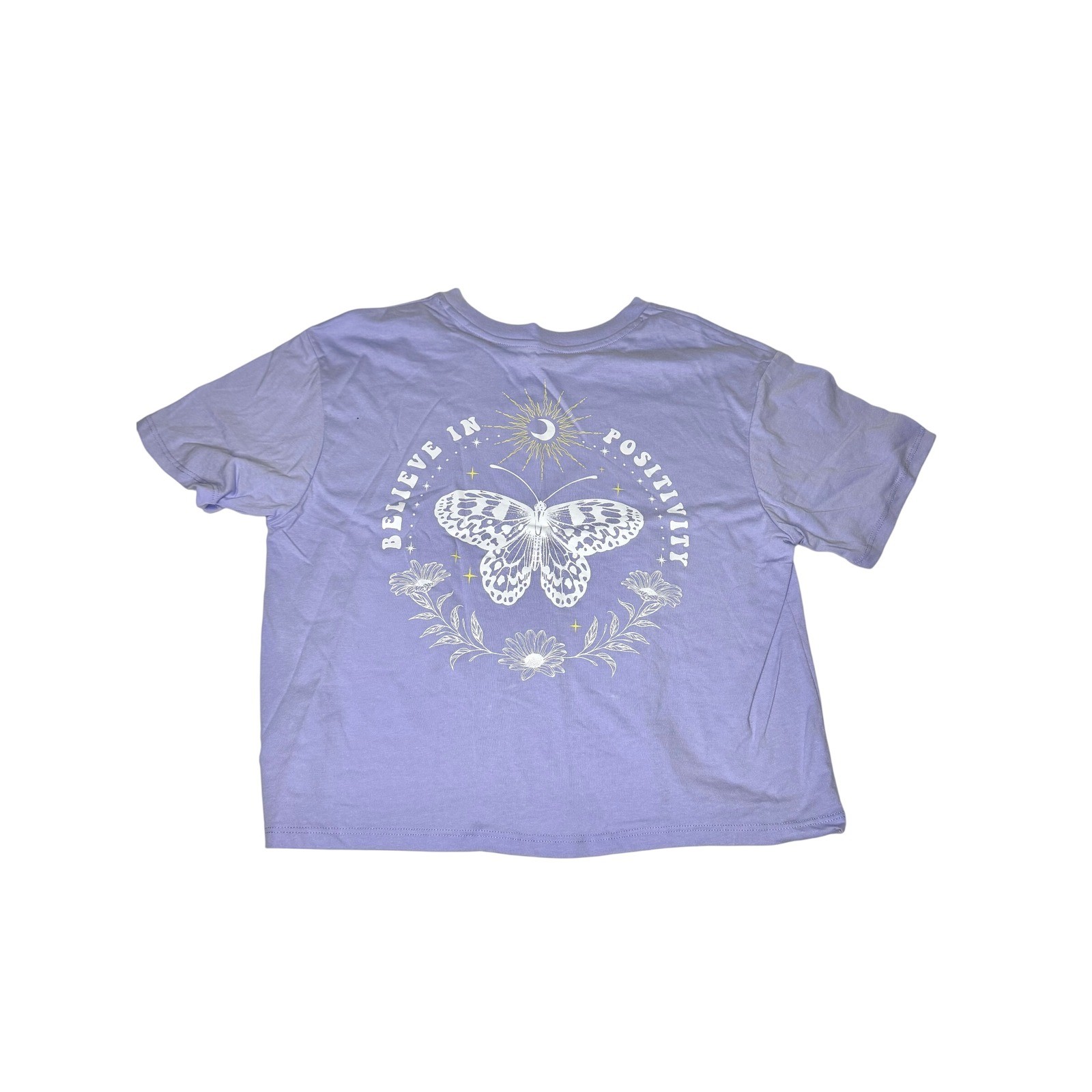 Rebellious One Lavender Believe In Positivity Butterfly Graphic T-Shirt L NWT