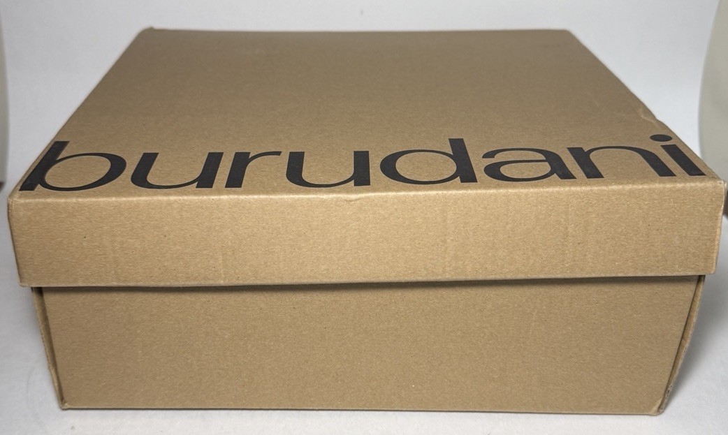 BURUDANI Chelsea Ankle Boots Pull On 4 inch Chunky Wedge Heel Brown Size 9 NEW