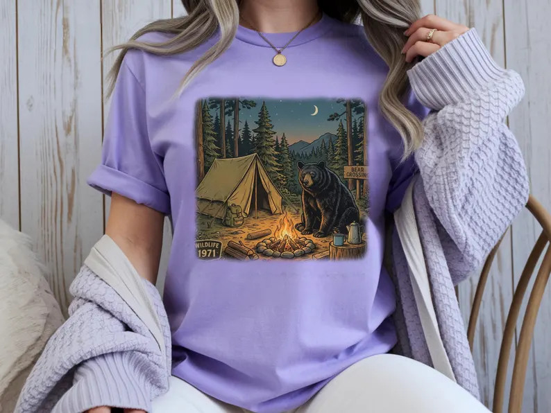 Camping Bear Nature Outdoor Adventure Comfort Tee