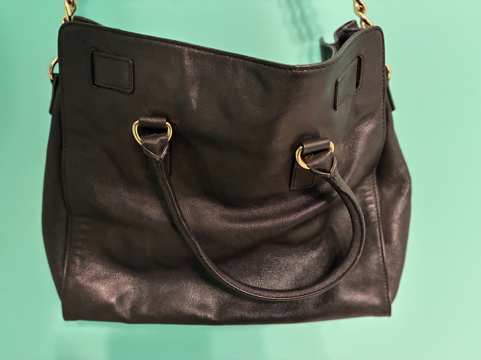 Michael Kors Dark Brown Safiano Leather Hamilton Large Tote Shoulder Bag AP-1306