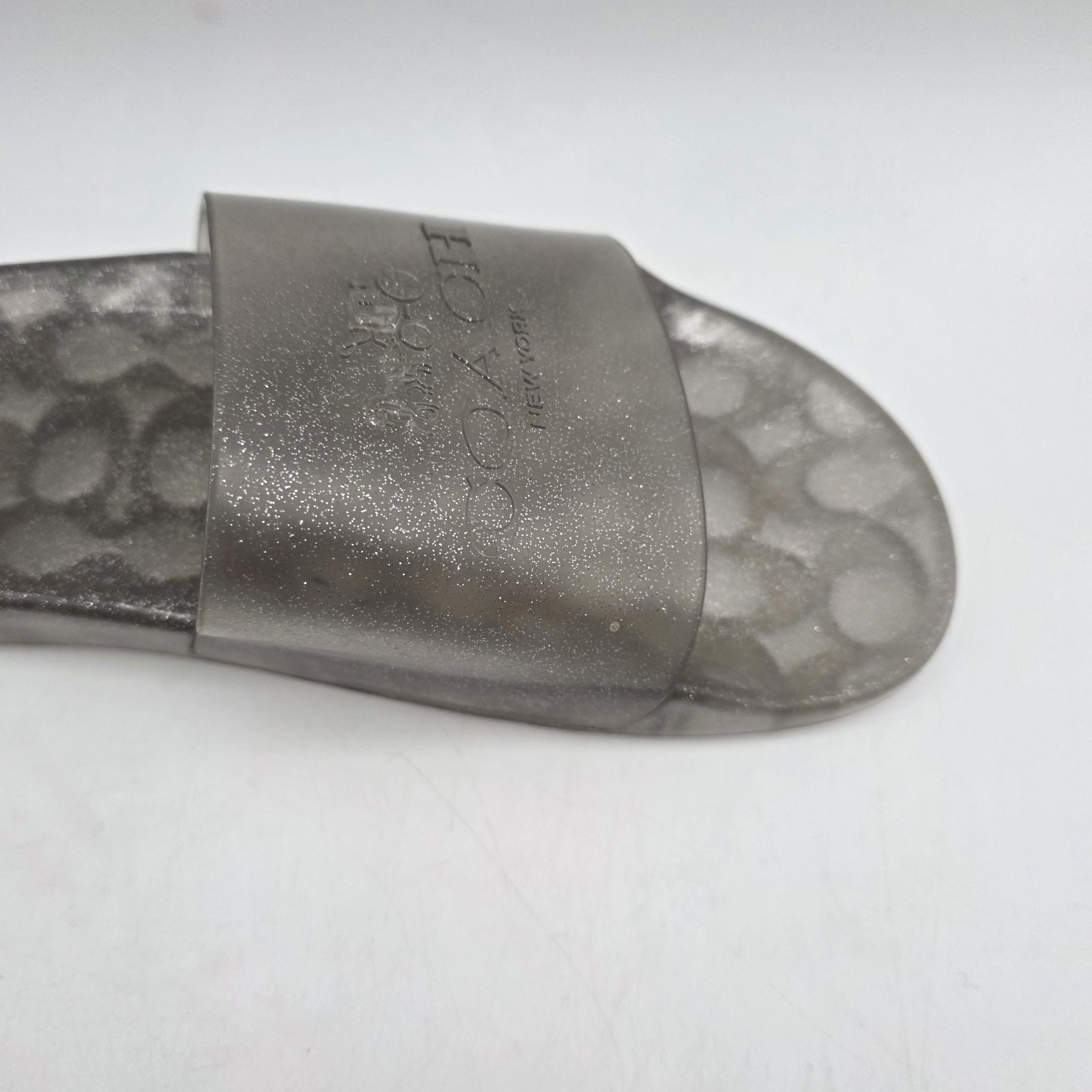 Coach Ulyssa Jelly Clear Slides glitter accent in about a size 10 – 10.5