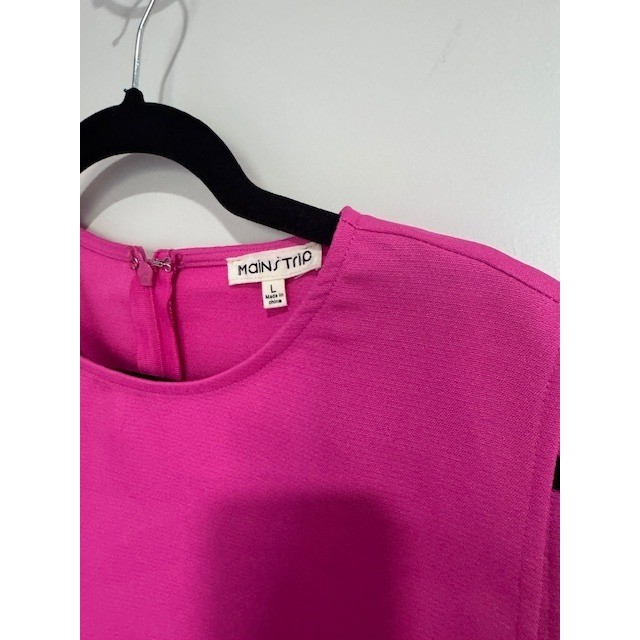 Mainstrip Hot Pink Sleeveless Feather Trim Crop Top