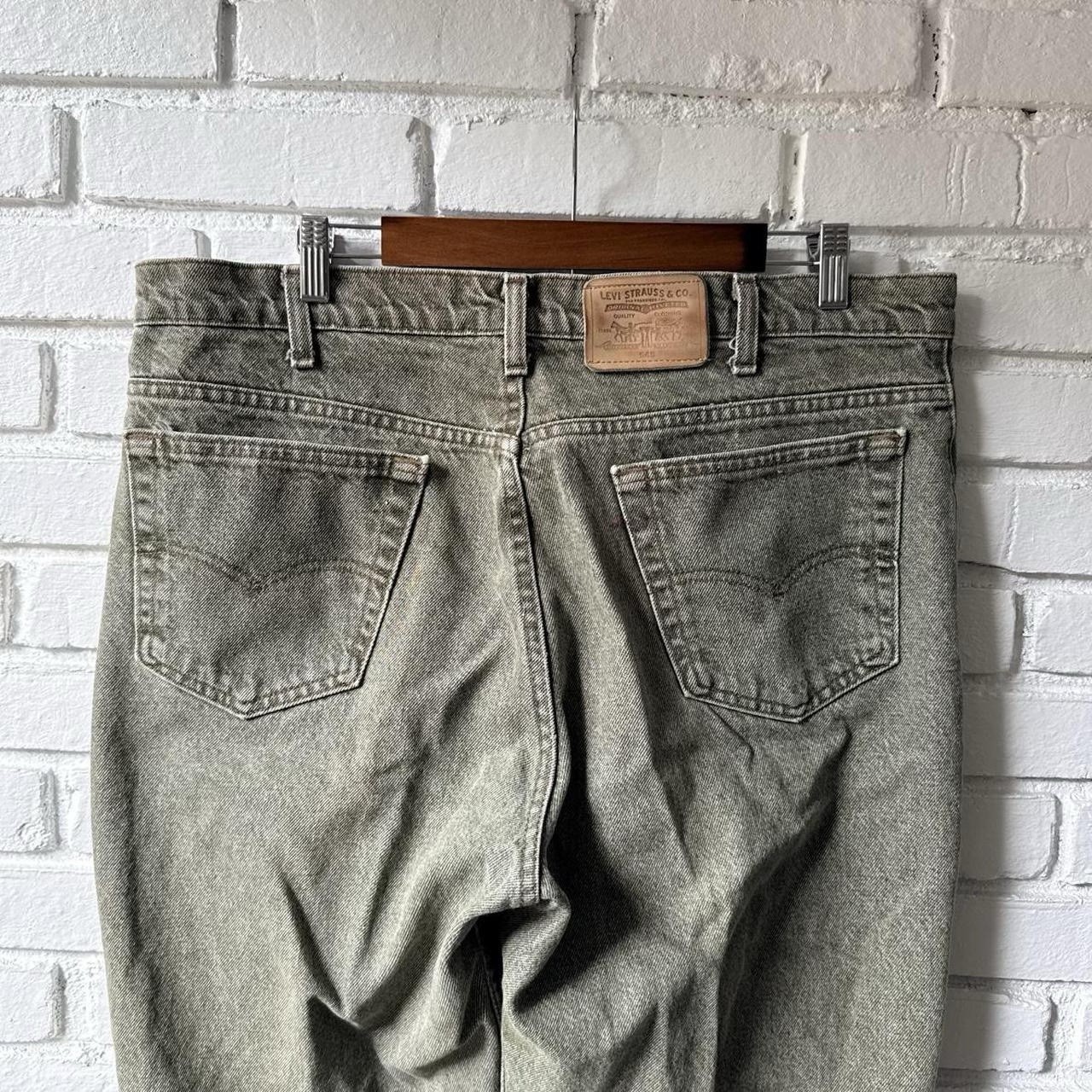 Vintage 90s Levi’s 540 Leather Tab Baggy Green Denim Jeans 38×27
