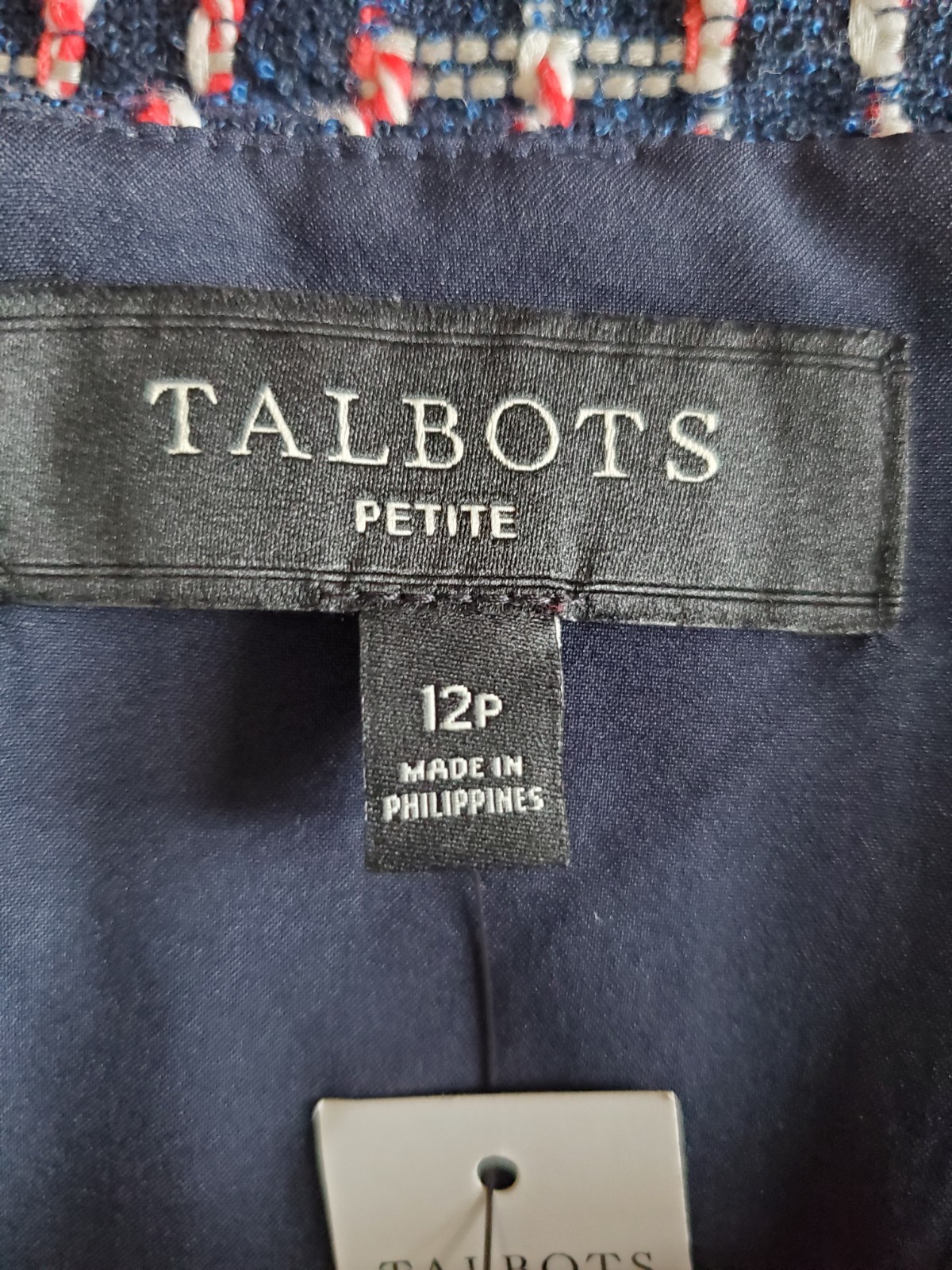 TALBOTS Petite Boucle Tweed Fringed Button-Accent Back-Zip Lined Skirt 12P NWT
