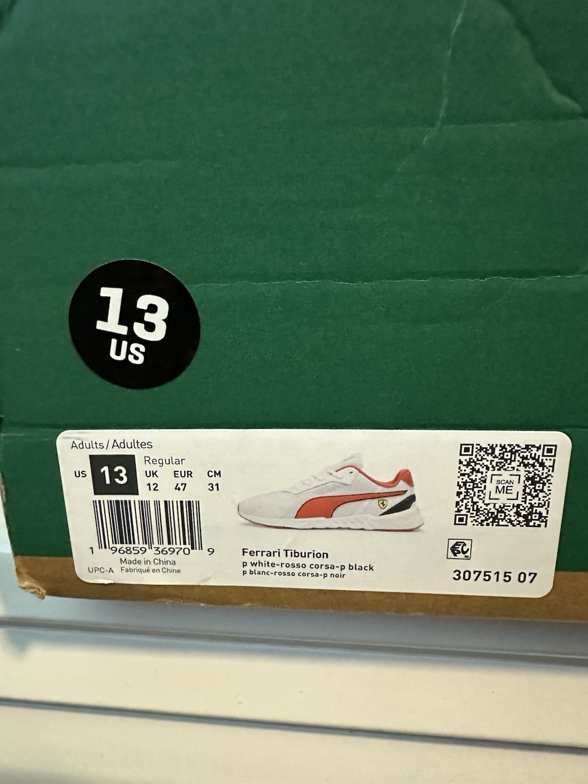 Size 13 Puma Scuderia Ferrari x Puma Tiburion White Rosso Corsa 307515 07