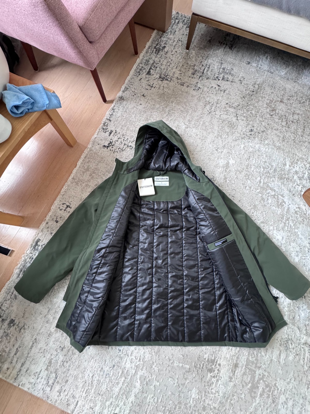 Stutterheim Stockholm Men’s Matte Winter Green Coat New With Tags