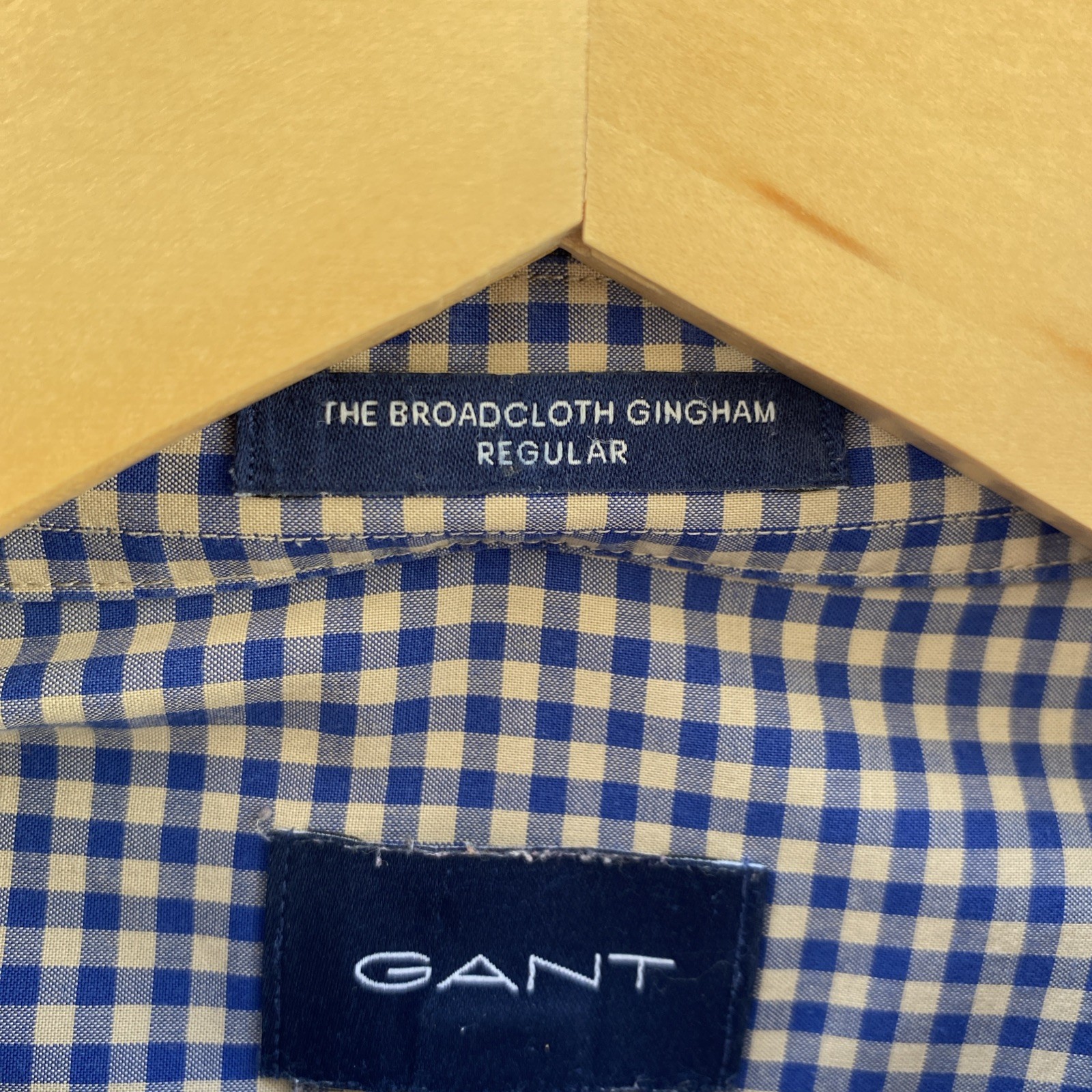 GANT Shirt Mens Large Blue Check Long Sleeve The Broadcloth Gingham Logo Cotton