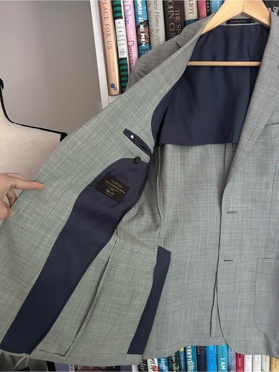Suitsupply Light Grey Tailored Fit Havana Suit Jacket 38L Pure Wool S120