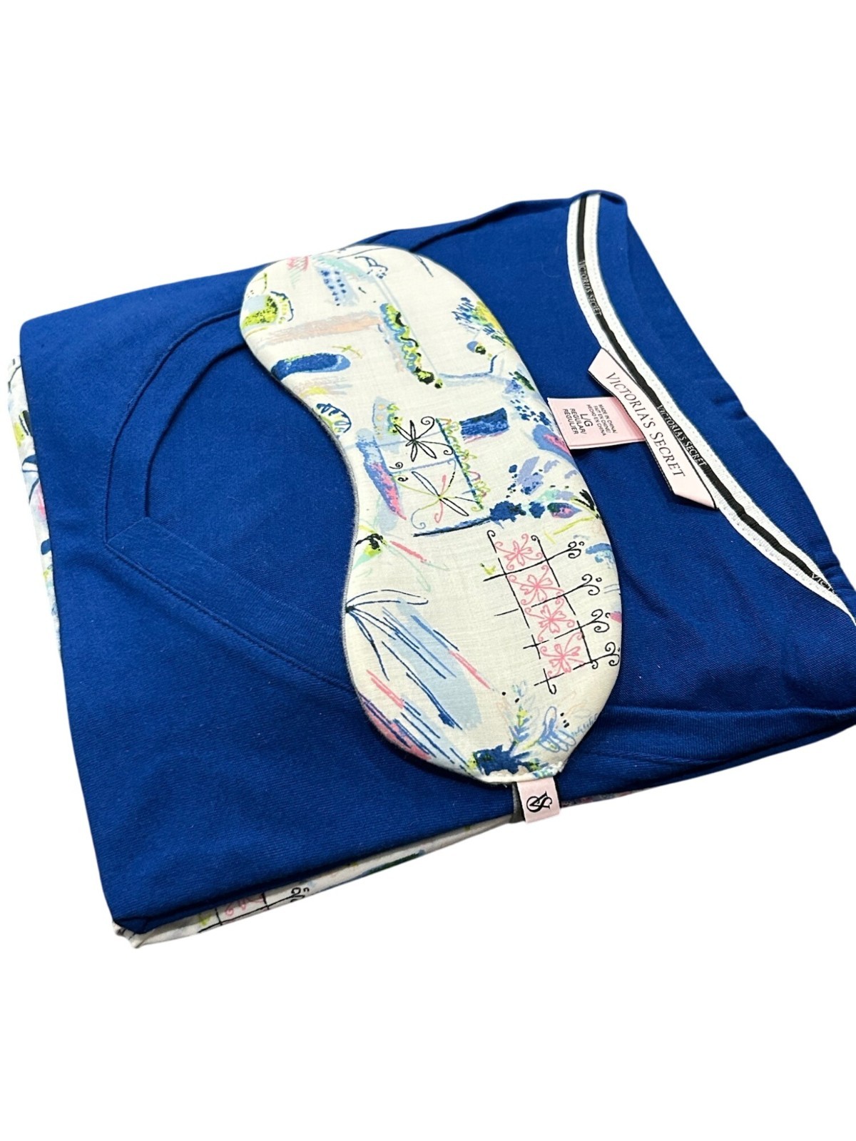Victoria’s Secret Sleepwear Set With Eye Mask Blue Sz Large Relaxed Loungewear