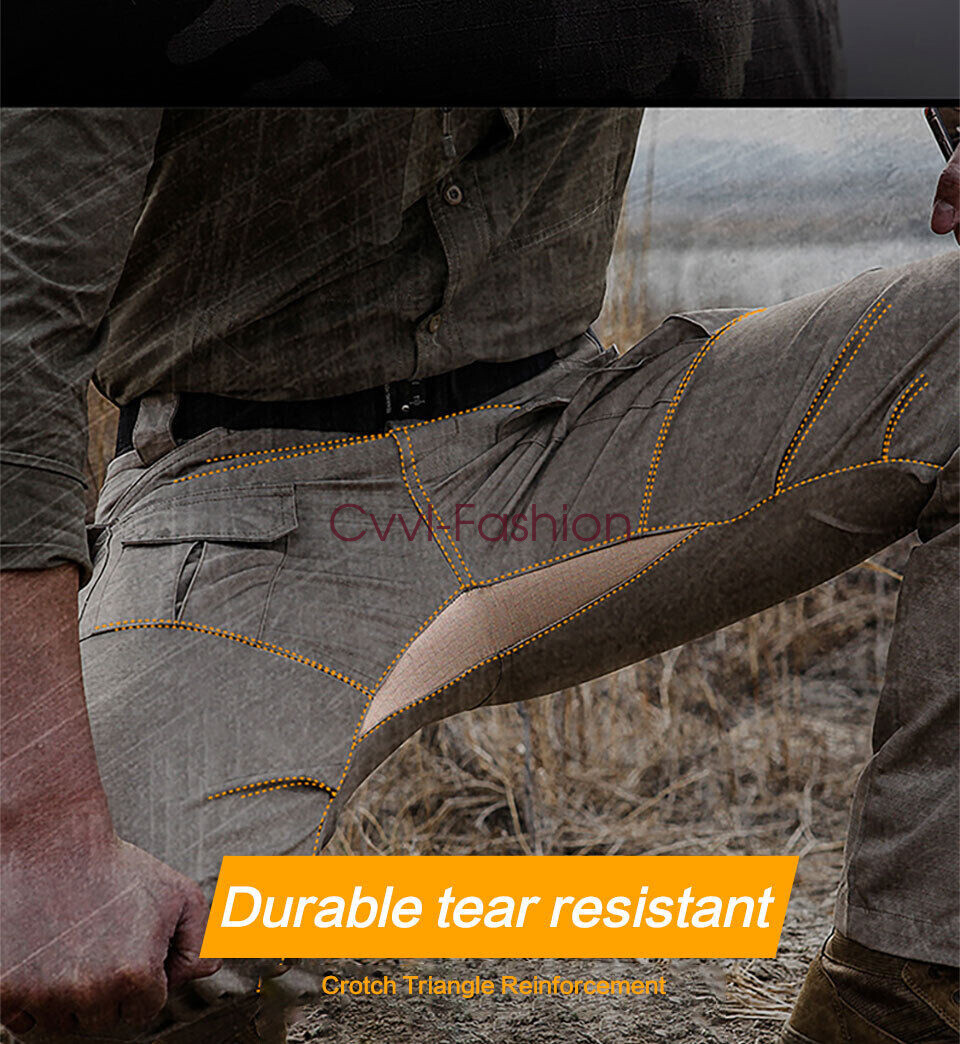 Tactical Mens Cargo Pants Waterproof Work Pants Outdoor Hiking Combat Trousers