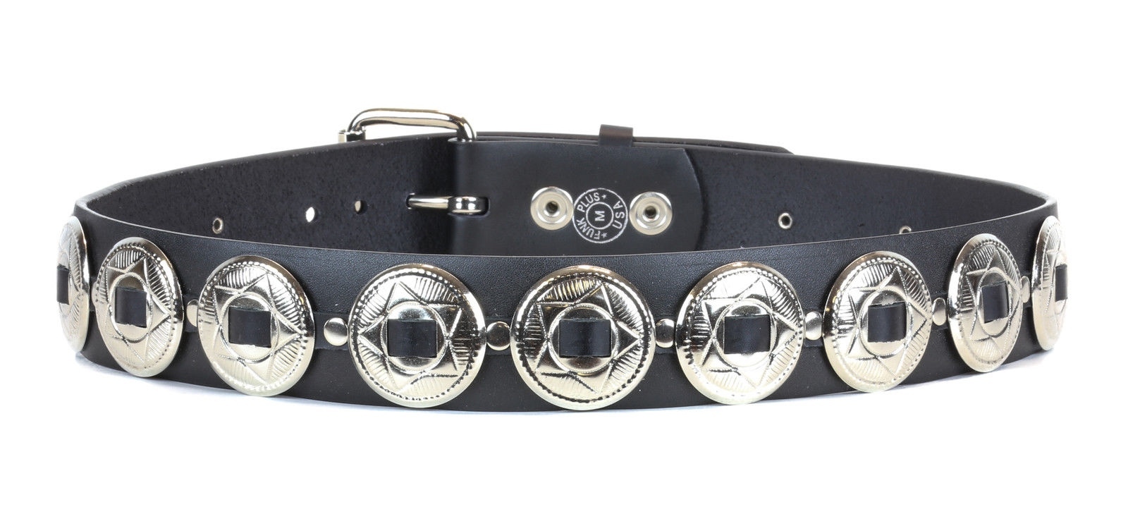 Concho Strap Genuine Leather Belt 1 1/2″ Concho Punk Goth Rockabilly