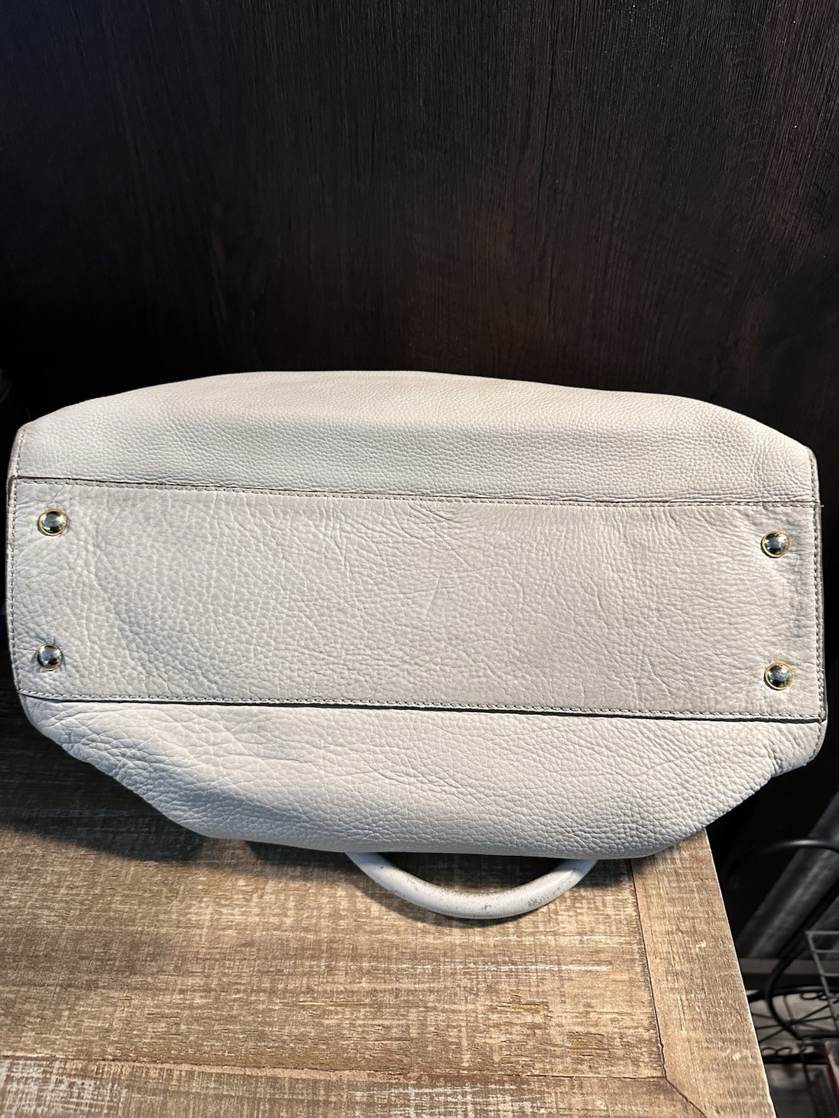 Michael Kors Large Beige Pebbled Satchel Top Handle, Strap, Gold Hardware