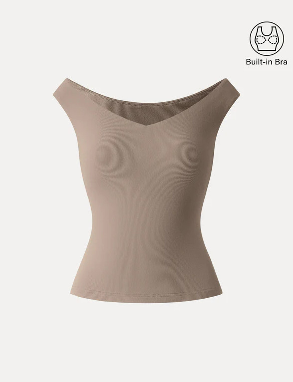 OGL Essential V-neck New Airy Bra Top, Cork