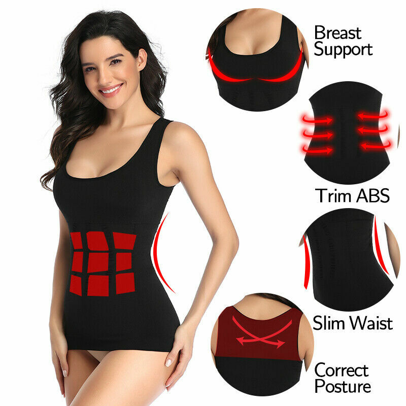 Women Stretch Cami with Built-in Shelf Bra Tank Top Wide Straps Padded Yoga Tops