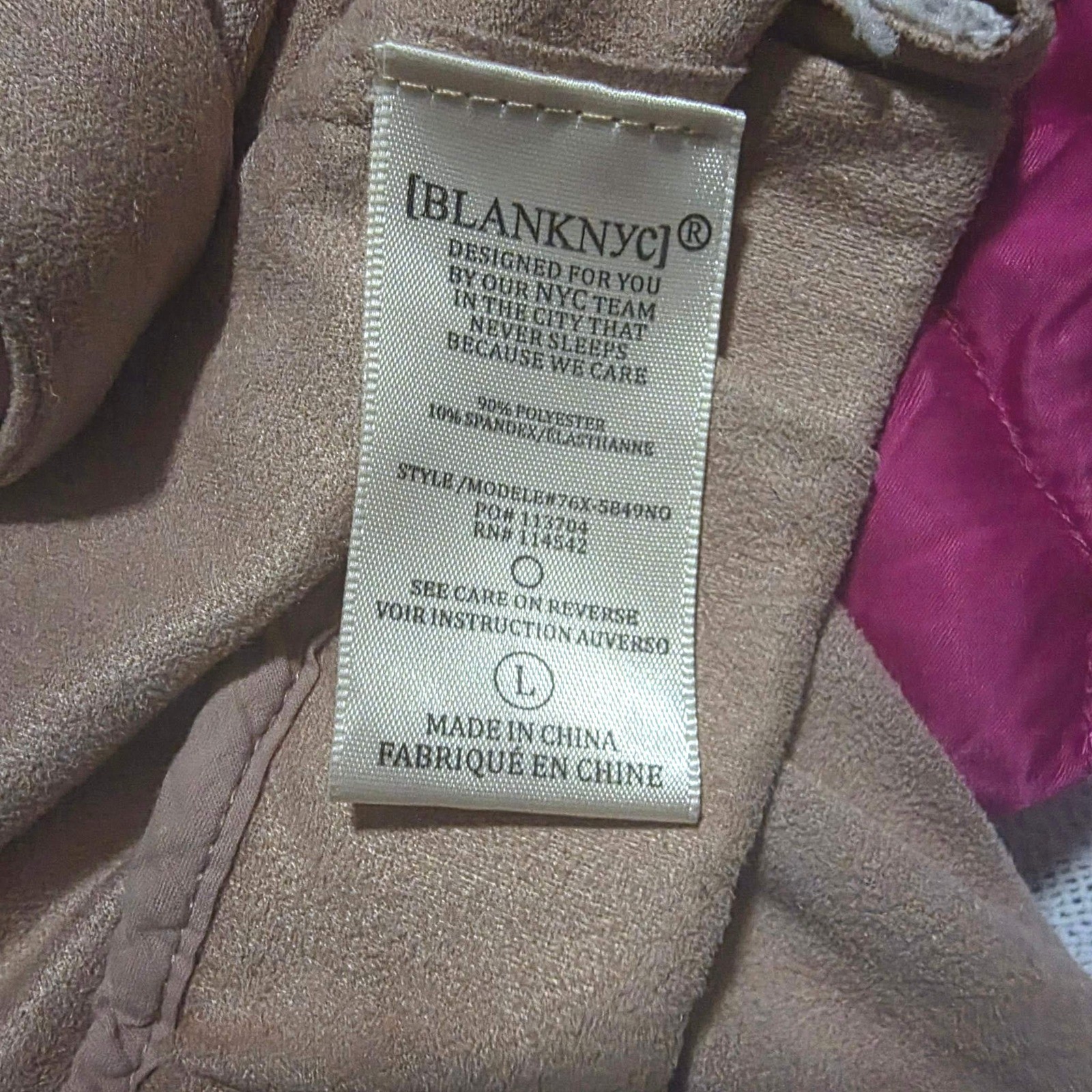 BlankNYC Faux Suede Moto Jacket Large Tan Beige Asymmetrical Zip Biker