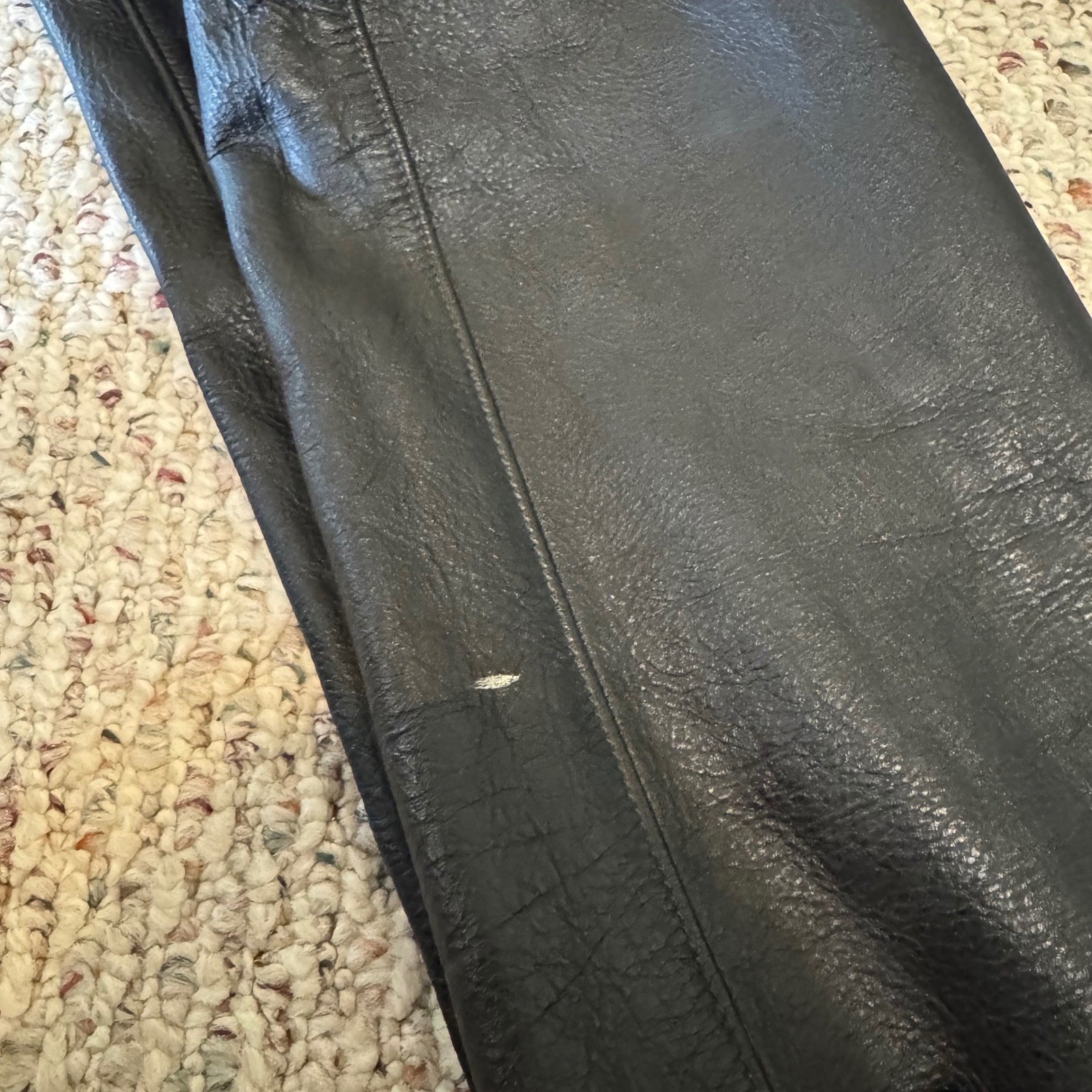 Vintage Image Leather San Francisco Black Leather Motorcycle Chaps Adjustable