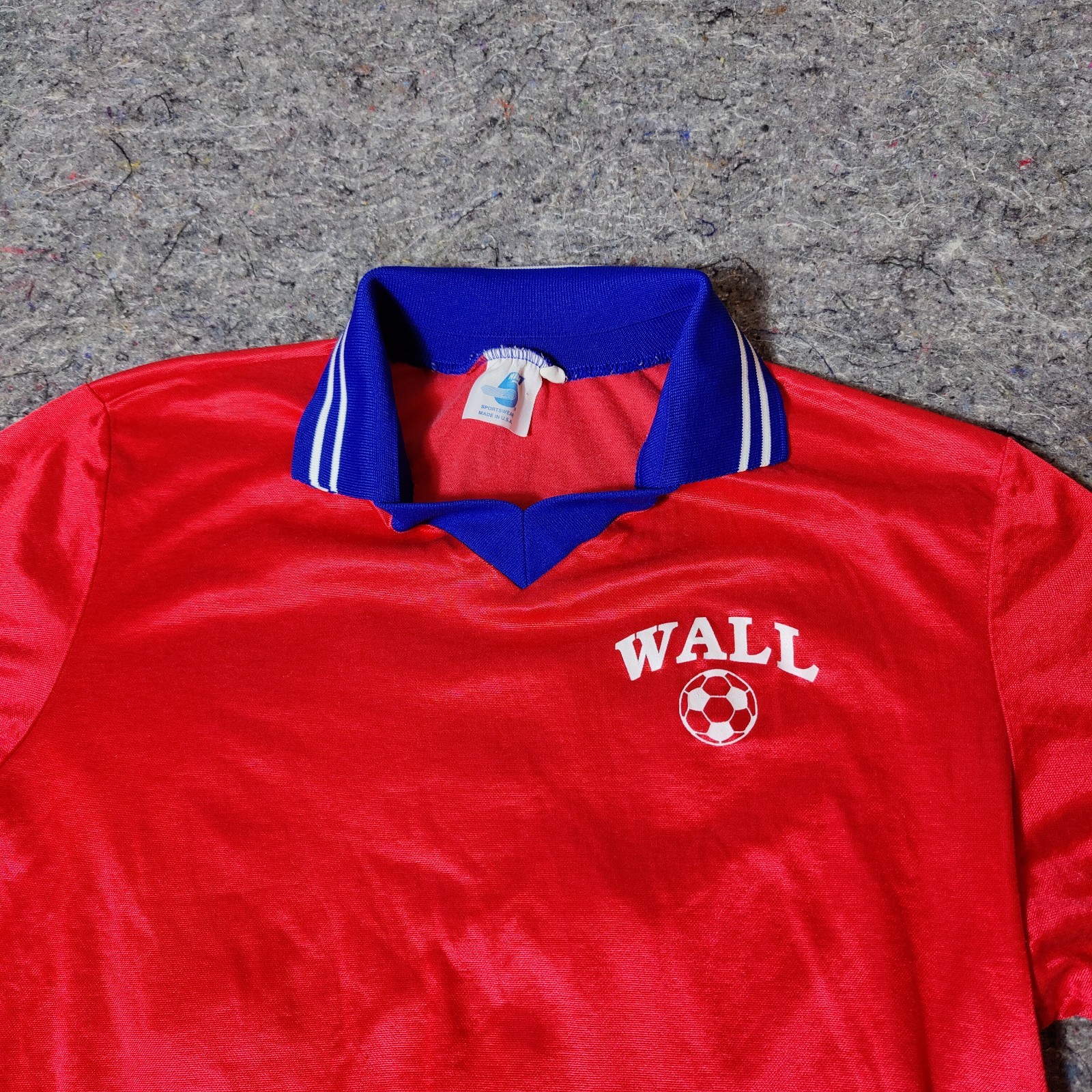 Vintage Satin Soccer Jersey Size XL Red #27 Ringer Silky Shiny Collared 90s