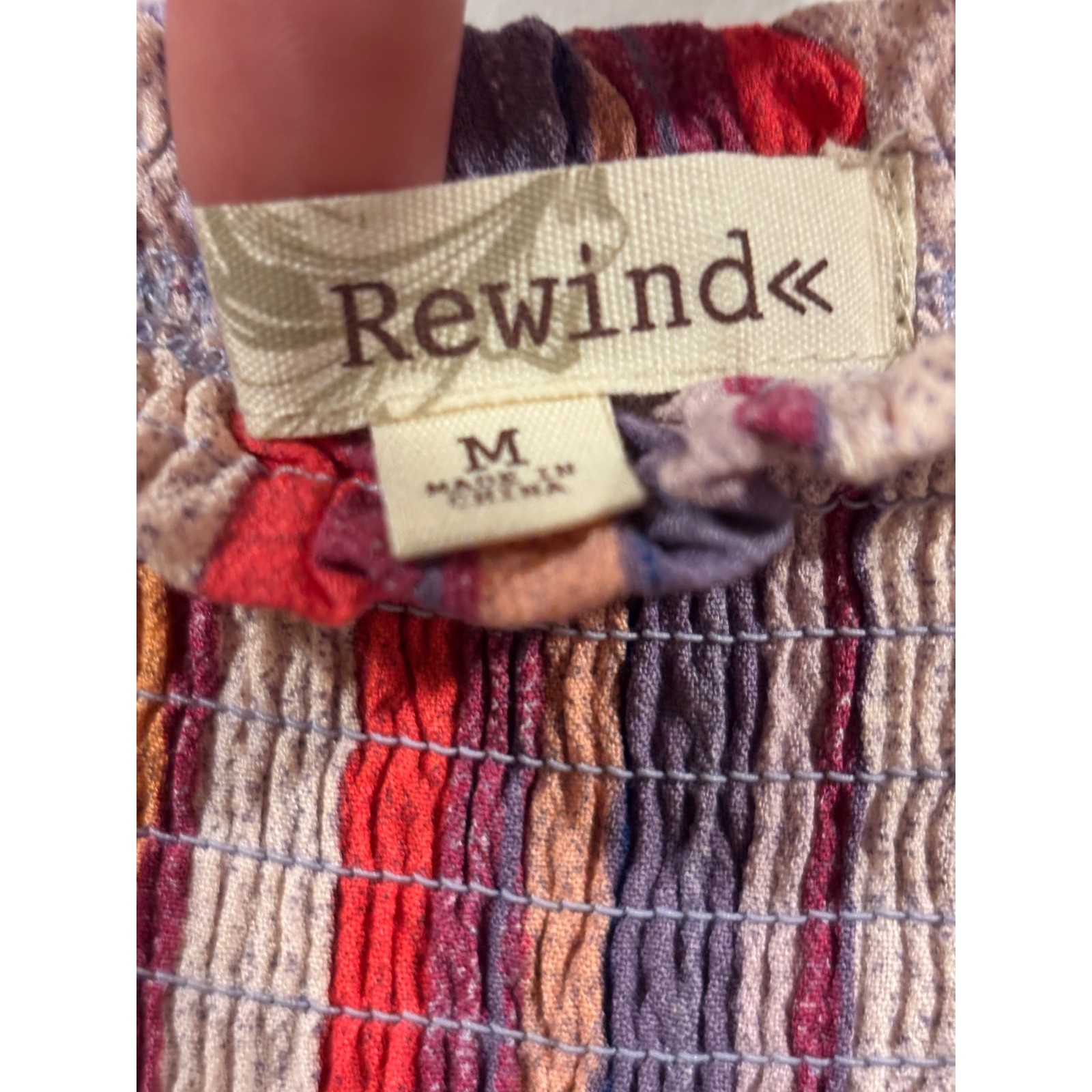 Rewind Mini Dress Womens Medium NWT Fierce Lava Striped Smocked Off Shoulder NKD